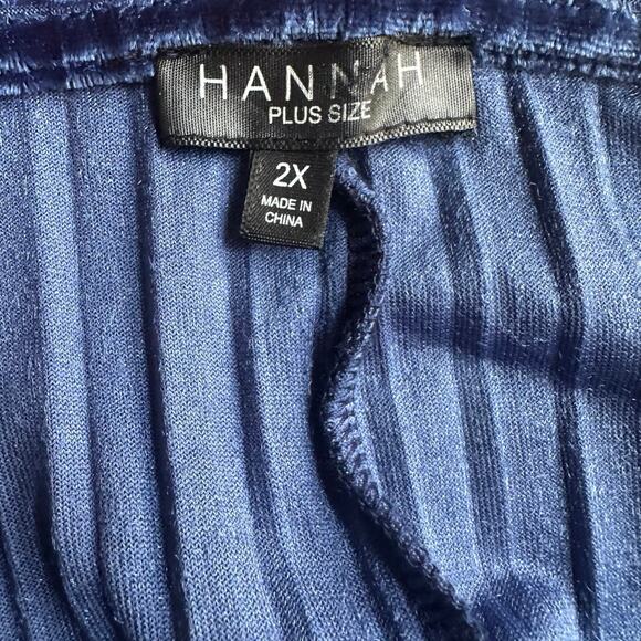 Hannah 2XL Crushed Velvet Navy Short Sleeve NWT Loose Holiday Shift Dress - Picture 2 of 6